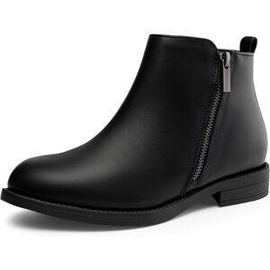 Women's  Black Ankle Boots Short Flat Low Heel Dress Chelsea Casual Classic